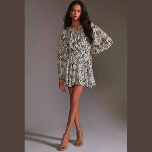 MISA Los Angeles Crewneck Printed Mini Mercy Dress — XS